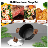 Marmites à soupe et à bouillon prêtes à être expédiées avec revêtement antiadhésif Marmite peu profonde en métal et aluminium 60 marron Europe avec manche en bois