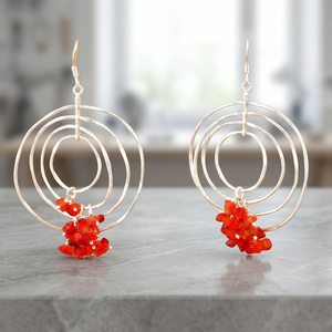 Pendientes de Aro de Plata de Ley 925 para Mujer, Estilo Vintage de Moda, Piedras Preciosas Rojas, Diamantes, Opciones de Oro Blanco, Dorado y Amarillo - Product Image 3