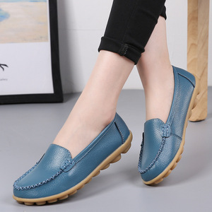 Large Size <strong>Women's</strong> All-Season Flat Genuine Leather Loafers Middle-Aged Elderly Soft-Soled Mother'<strong>s</strong> <strong>Shoes</strong> White <strong>Nurse</strong> <strong>Shoes</strong> - Product Image 1