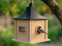 Ajoutez une touche d'élégance architecturale d'inspiration zen à votre jardin : mangeoire à oiseaux en PLA résistante à l'eau, écologique, suspendue pour l'extérieur.