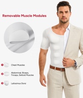 Haut de compression pour hommes à manches courtes, avec rembourrage amovible, pour le renforcement musculaire et le modelage corporel