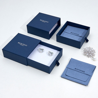 Boîtes à bijoux personnalisées de luxe Boyang, bleues, pour collier, bague, boucles d'oreilles, bracelet, avec logo