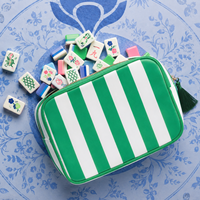 Sac de rangement rayé XL grande capacité pour tuiles de mahjong américain, cartes et accessoires de jeu