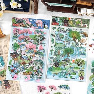 สติกเกอร์ 4 ชิ้น/แพ็ค ชุดยามานากะ ซูชิ ขนาดใหญ่ ลายวิวทิวทัศน์ สำหรับตกแต่งสมุด DIY - Product Image 1