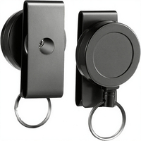 Porte-badge métallique rétractable rotatif à 360° robuste avec cordon en acier et porte-clés, enrouleur d'identification opaque, vente en gros personnalisée