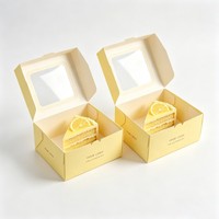 Boîtes à pâtisserie en papier kraft, emballage individuel pour pâtisserie avec fenêtre transparente, boîtes pour beignets, mini-gâteaux, tranches de gâteau, desserts, friandises
