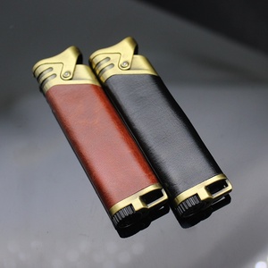 Pemantik rokok tiup kulit pria, pemantik api Gas rokok logam tahan angin untuk cerutu - Product Image 4
