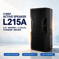 Enceinte de Scène Professionnelle Active L215A, Système de Sonorisation PA en Bois avec Double Woofer 15'' et DSP & TWS pour Location Sonore Live
