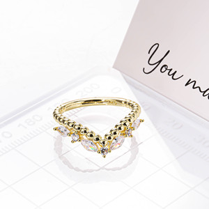 <span class=keywords><strong>Anello</strong></span> di <span class=keywords><strong>Tiara</strong></span> a quadrilatero da principessa con fata placcata piena di oro per gioielli da 5A per regalo da ragazza - Product Image 6