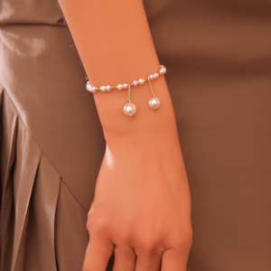 Pulsera de Moda con Cuentas, Perla Rosa, Chapado en Oro, Colgante Religioso, Joyería para Mujer - Product Image 3