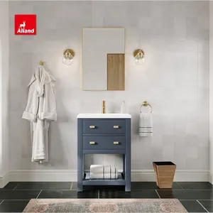 AllandCabinet Vaidade de banheiro em MDF azul estilo moderno independente personalizado