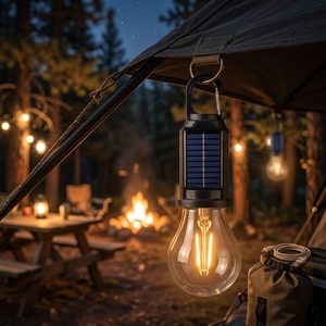 Lámpara Solar LED Vintage con Filamento, Lámpara de Camping Portátil, Recargable por USB, <span class=keywords><strong>Linterna</strong></span> Colgante, Lámpara Impermeable para Exteriores, Iluminación de Jardín - Product Image 1