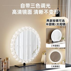 Bàn trang điểm sang trọng kiểu dáng sóng, ngăn kéo màu kem, tích hợp bàn xoay - Product Image 4