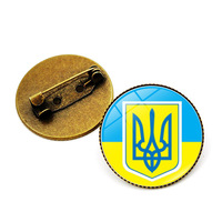 Insigne à épingle ronde en métal de revers ukrainien personnalisé en gros artisanat en métal