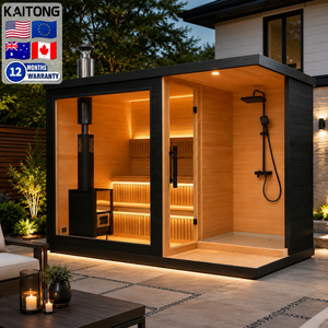 Kit de sauna extérieur <span class=keywords><strong>Kaitong</strong></span> Diy pour 2, 4, 6 ou 8 personnes, en bois de cèdre finlandais, avec douche - Product Image 1