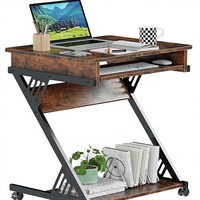 Bureau d'ordinateur réglable en MDF YQ pour petits espaces, plateau compact pour clavier |   Étagères mobiles en forme de Z de 23,6 pouces pour la maison et le bureau