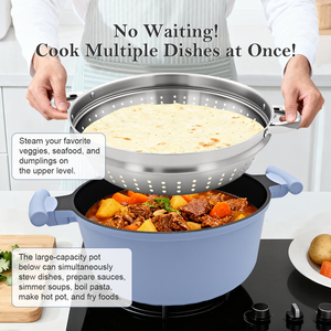 <span class=keywords><strong>Olla</strong></span> para Sopa Compatible con Inducción Sanlang, <span class=keywords><strong>Olla</strong></span> de 28 cm de Aluminio Fundido Antiadherente, <span class=keywords><strong>Olla</strong></span> de Cocina Personalizada con <span class=keywords><strong>Vaporera</strong></span> Profunda - Product Image 4