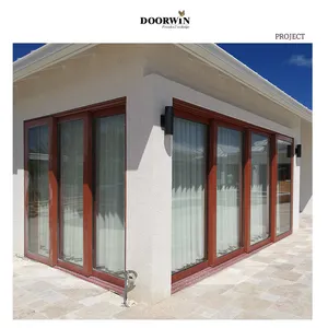 Doorwin produttore prodotto diretto 24x80 porta esterna balcone interni porte scorrevoli in vetro di legno con otturatore incorporato