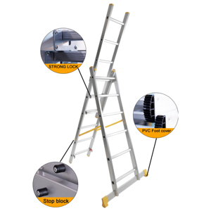 Échafaudage moderne en aluminium à 3 sections EN131 Échelle <span class=keywords><strong>pliante</strong></span> télescopique à 6 marches pour la maison et l'atelier - Product Image 2