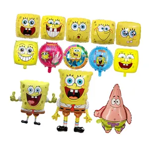 Personagem De Desenhos Animados Yellow Sponge Bob SquarePants Foil Balloons Patrick Animados Globos Para Decoração De Festa De Aniversário Balão