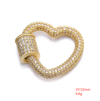 À la mode cuivre matériel diamant CZ Micro pavé coeur forme vis griffe fermoirs mousqueton serrure pour collier à la main bricolage pendentif