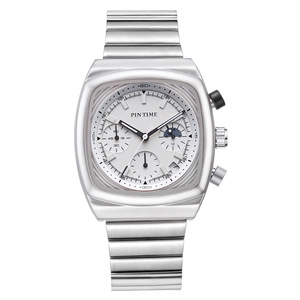 Montre carrée pour homme la plus vendue, avec chronographe multifonction à six aiguilles, calendrier, bracelet en acier, mouvement à quartz résistant à l'eau - Product Image 4