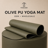 Tapis de yoga commercial Yugaland en PU lisse, antidérapant, pour entraînement professionnel en salle de sport, vente en gros, fournisseur d'usine