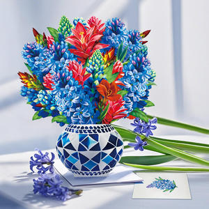 Vase Mosaïque 3D Personnalisé de Luxe en Carton Recyclable Écologique avec Fleurs de Jacinthe, <span class=keywords><strong>Carte</strong></span> de Vœux Artisanale Réaliste en Papier pour la Fête des Mères - Product Image 3