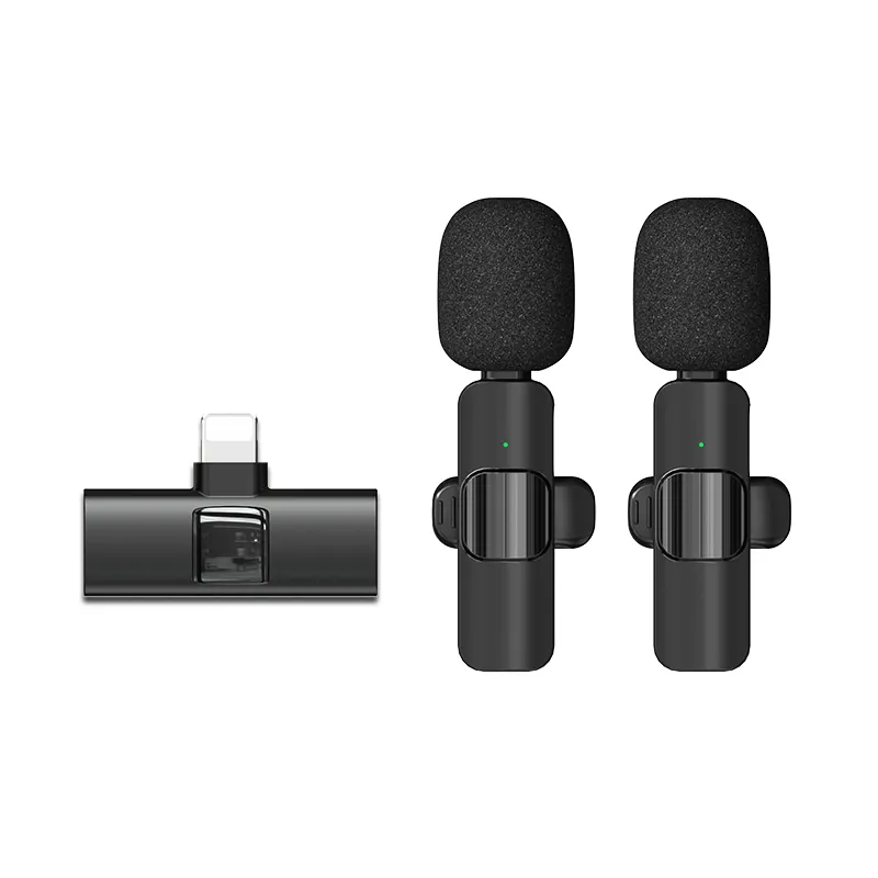 Professional Video Recording Lav Mic Wireless Lavalier Lapel Microphone for iPhone iPad