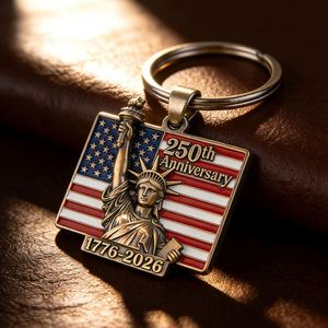 Wholesale Custom Metal Keychain 250 Years Independence USA Anniversary Souvenir Gift the Statue of Liberty Enamel <b>Key</b> Chain <b>Ring</b> - Product Image 1
