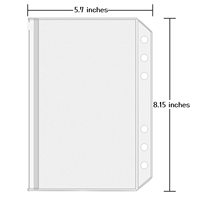 Classeur à Feuilles Mobiles A5 avec Poches à 6 Trous, Fermeture à Glissière Transparente, Classeur de Pochettes de Documents en PVC Étanche