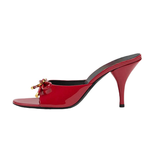 Mules à talon ultra haut pour femme, taille 45, coupe large, imprimé léopard, bout ouvert, avec nœud avant, en cuir verni, pour l'été, les soirées et l'extérieur - Product Image 3