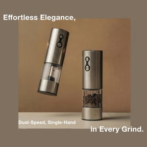 USB Rechargeable Stainless Steel Automatic Electric Salt and Pepper <b>Grinder</b> Set Ceramic Grinding Core Pepper Mill with LED Light - Product Image 4
