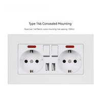 Prise murale double pôle PC intelligente standard européenne 3 voies/4 voies OEM ODM 10A/16A 220V, interrupteurs de prise électrique universels