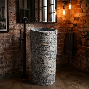 Poulars - Lavabo de Pedestal de Piedra Natural de Lujo, Fabricado a Mano, de Granito Juparana - Product Image 6