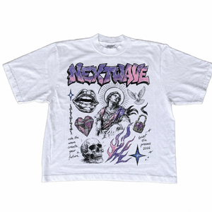 Proveedor OEM de Camisetas: Camiseta Gráfica para Hombre de Algodón de 300GSM de Alto Gramaje, con Lavado Ácido, Oversize, Corte Cropped y Estilo Boxy, con Pedrería - Product Image 1