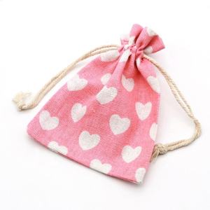 Ecológico lindo impreso Rosa pequeño paño regalo embalaje muselina Lino algodón lona cordón bolsas con logotipo - Product Image 3