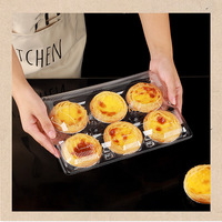 Boîte de rangement jetable PET pour tarte aux œufs en plastique transparent Conteneur alimentaire à emporter 1 2 3 4 5 6 Boîte en plastique à clapet transparente pour dessert de boulangerie