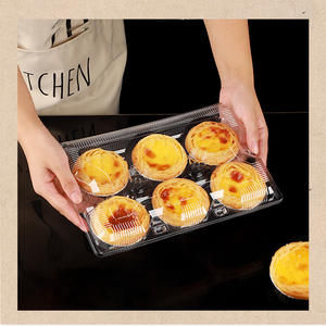 Caja de almacenamiento de tarta de huevo de plástico transparente PET desechable contenedor de comida para llevar 1 2 3 4 5 6 caja de plástico de postre de panadería transparente Clamshell - Product Image 5