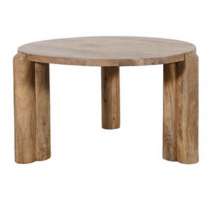 Table basse ronde nordique en bois de manguier massif, faite à la main, écologique, design moderne, harmonie scandinave - Product Image 2