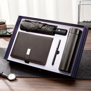 Coffrets cadeaux d'entreprise promotionnels de luxe personnalisés 2 en 1, parapluie en cuir anti-UV et tasse isotherme, pour hommes et femmes - Product Image 4