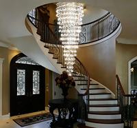 Lustre LED moderne en verre transparent sur mesure, directement de l'usine, pour grand hall d'hôtel, salle de banquet, atrium