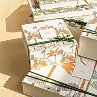 Boîte à bonbons à base de noix de dattier à double ouverture, boîte à nourriture carrée en papier, boîtes cadeaux en chocolat, ensemble de tasses pour le Ramadan, boîtes à pistaches, emballage