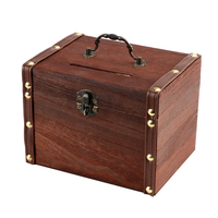 Petite boîte à monnaie en bois, tirelire, coffre au trésor, boîte à dons, artisanat, peignable, décorative, boîte à économies en bois
