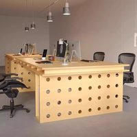 Bureau d'étude en contreplaqué de bouleau, moderne et minimaliste, multifonctionnel, pour ordinateur, poste de travail, réunion, bureau à domicile