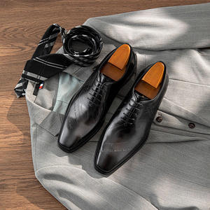 New Classic Elegant Handmade Oxford Square-Toe Men's Genuine Leather Formal Casual Shoes Steel Waterproof Lightweight Office OEM - Product Image 4