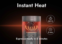 Machine à café expresso portable en acier inoxydable alimentée par USB 2 en 1, pompe haute pression 20 bars, contrôle de la température programmable