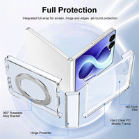 Coque de téléphone à support magnétique puissant 360° de haute qualité pour Samsung Z Flip 7 6 5 4 3 8 avec écran en verre trempé et protection anti-jaunissement de la charnière