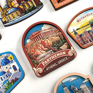 מגנט למקרר מעץ MDF תלת מימדי, בעיצוב חדש, מודרני, בסגנון עיר אירופאית, מזכרת בהתאמה אישית, ידידותי לסביבה, חרוט בלייזר, לבית - Product Image 5