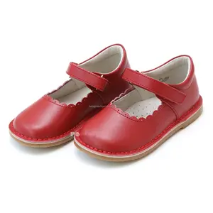 Customized Fashion Leather T-Strap Mary Janes Design Footwear Soft Rubber Sole Kids Children's Uniform Casual School Shoes